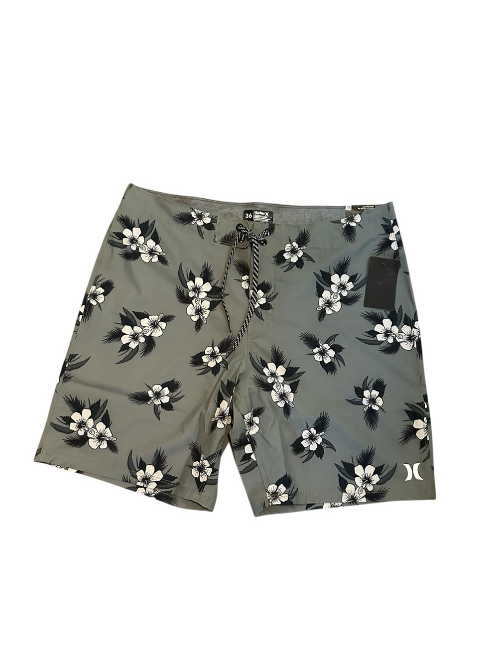 Hurley Stretch Swim Surf Board Shorts Mens SZ 36 7.5 Inseam Floral Green